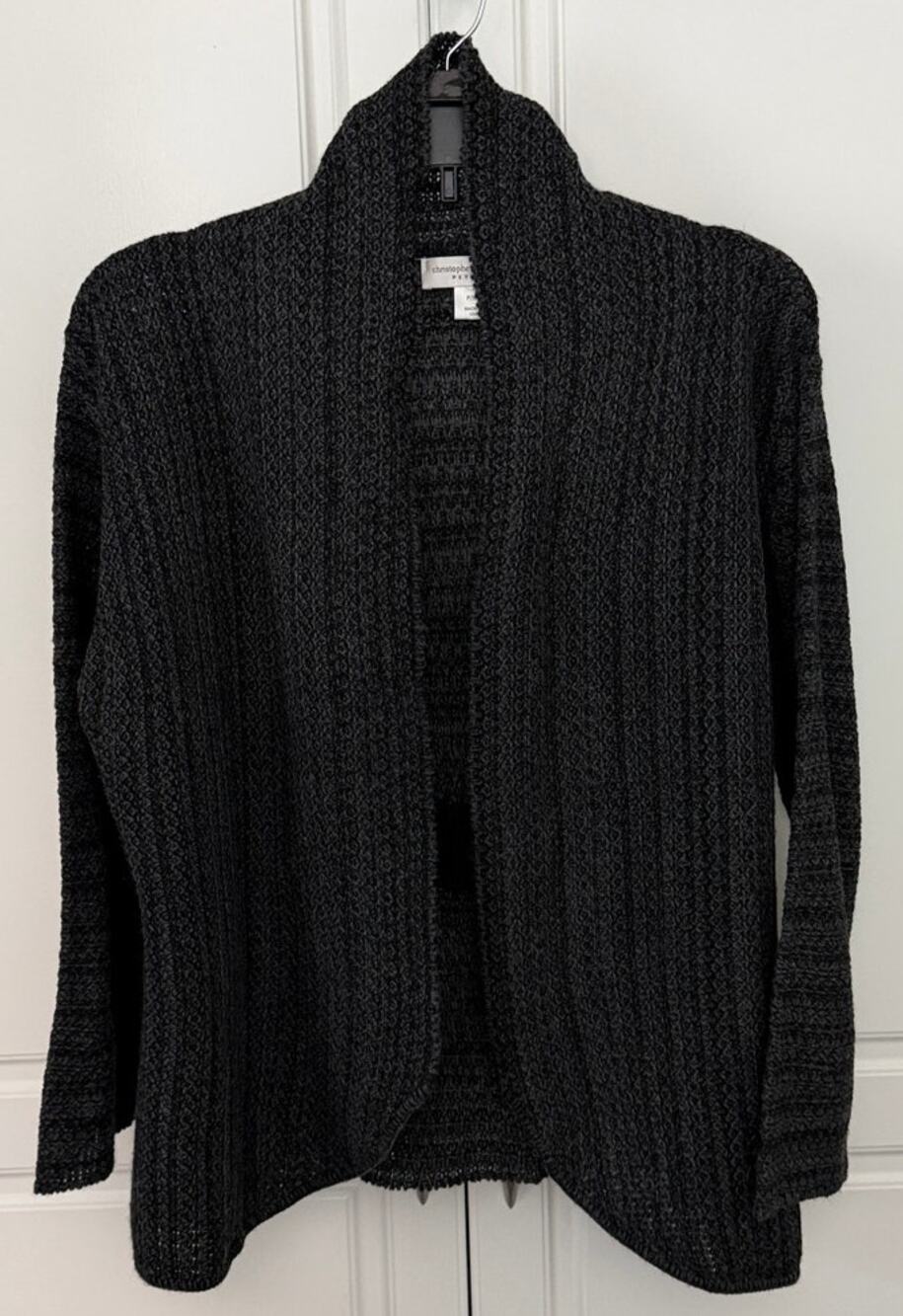 Christopher & Banks Gray/Black Open Front Knit Cardigan Size XL Petite